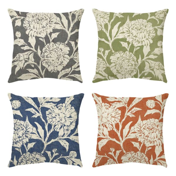Set med 4 dekorativa kuddfodral med blommönster 45