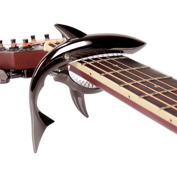 Gitarr Capo för elektrisk klassisk gitarr Ukulele zinklegering fjäder svart,