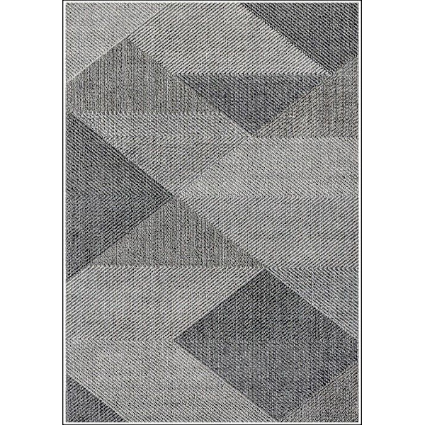 Teppe - MIRAN - Grå - 160x230 cm - Antiskli - Maskinvaskbar - Geometrisk