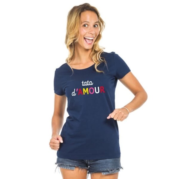 Tshirt - Vi är en familj - TATA D'AMOUR COLORÉE WAF - 100% ekologisk bomull - Tryckt i Frankrike - Korta ärmar marinblå XL