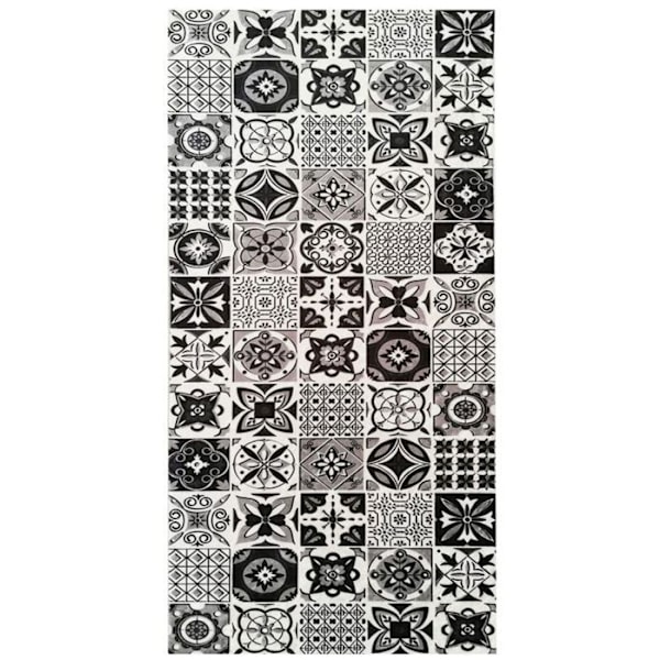 Tæppe - MANI TEXTILE - Cementsplade effekt - Sort - 90x130 - Antiskrid og vaskbar