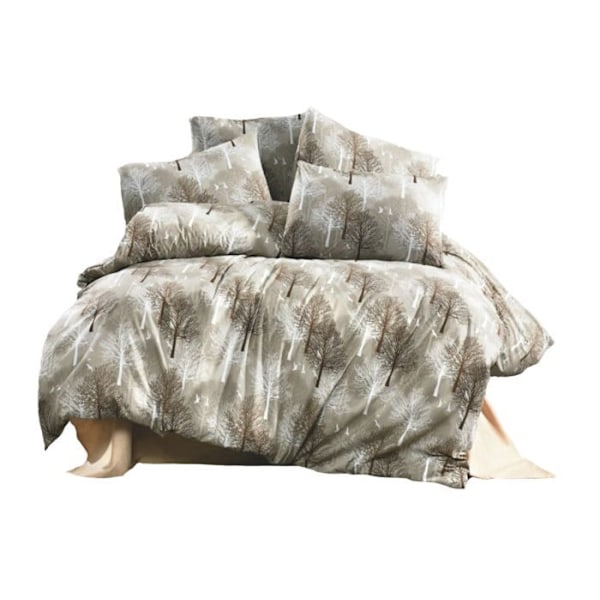 Sengetøjsæt - TRÆ - Beige - 220x240 cm - 80% Bomuld - 2 Puderækker Beige