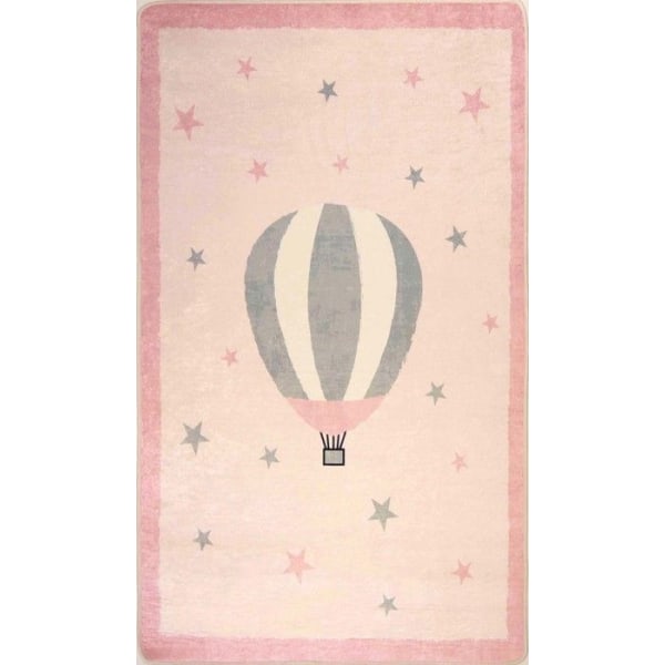 Tæppe - MONGOLFIERE - Rosa - 80x150 cm - Antiskrid - Maskinvaskbar - Blød at røre ved Rosa