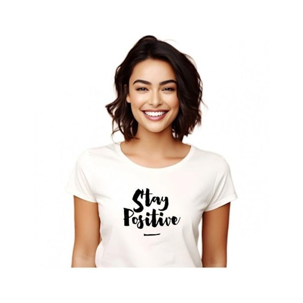 Wooop - NAISTEN T-paita STAY POSITIVE XL Vit XL