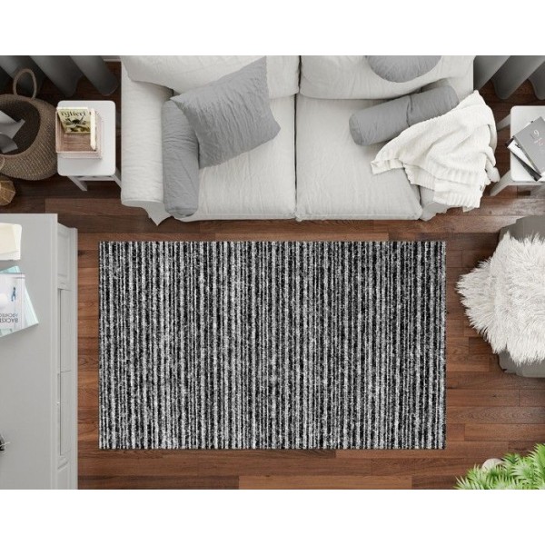 Tæppe - SELMA - Sort - 120x180 cm - Antiskrid - 50% bomuld, 50% polyester