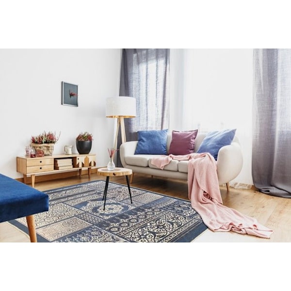 Tæppe - CORDOUE - Blå - Maskinvaskbar - Antiskrid - 160x230 cm Blå