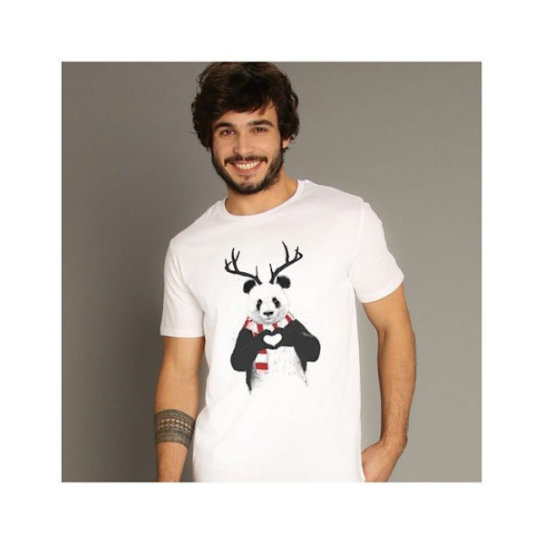 Wooop - T-Paita MIES XMAS PANDA M Vit M