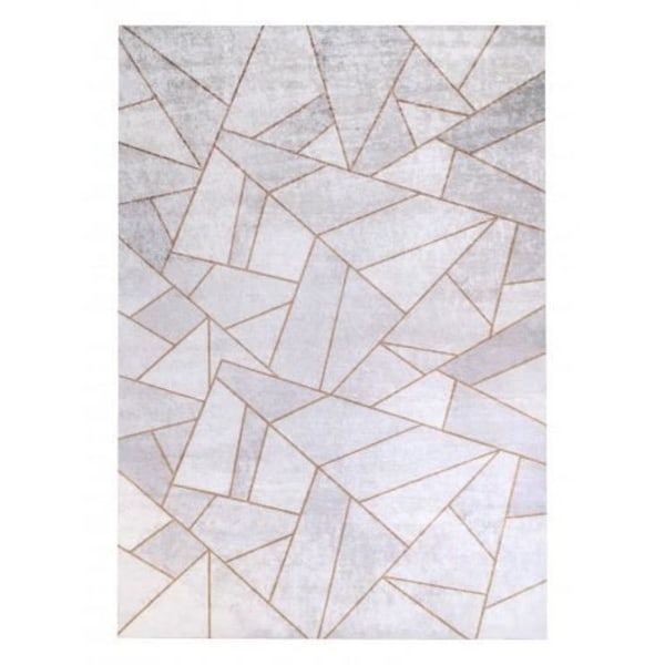 Grafisk modern matta ljusgrå/guld Mått - 160x230