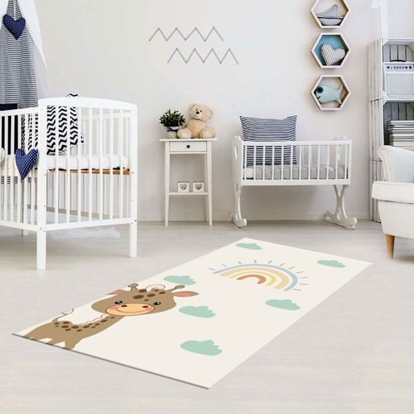 Barnrumsmatta 80x150 cm Polyester Giraff Giraff