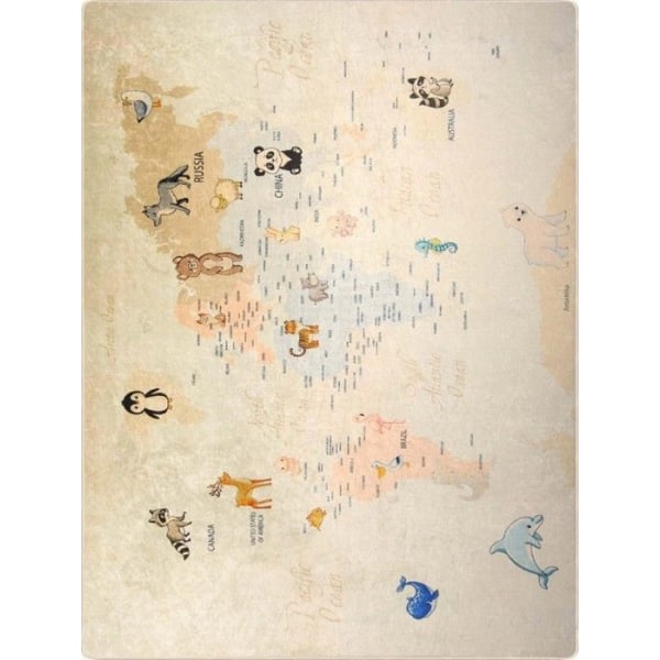 Tæppe - VERDEN - Beige - 80x150 cm - Skridsikker - Maskinvaskbar - Blød at røre ved Beige