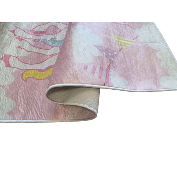 Sovrumsmatta - MANI TEXTILE - Enhörning - Antislip - Maskintvättbar - Rosa - 120x180cm Rosa