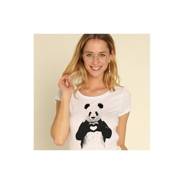 Wooop - TSHIRT KVINNA KÄRLEK PANDA S Vit S