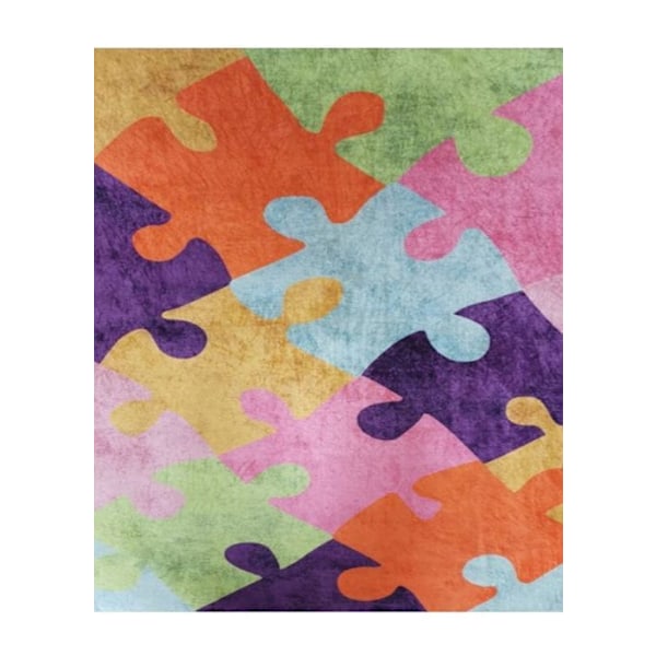 Matta - PUZZLE - 100x160 cm - Halkskydd - Maskintvättbar - Mjuk vid beröring Flerfärgad