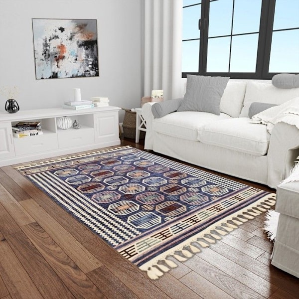 Matta - ANATOLISKA STJÄRNA - BERBERE CHAOUEN - 300x400 - 6mm - Blå - Rektangulär Blå