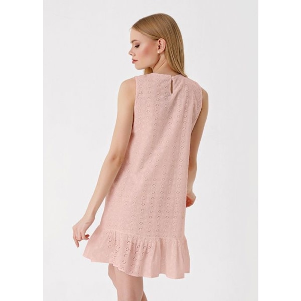 Fluid klänning - Dam - Rosa - Storlek 42 - Längd 75 cm - Poplin och bomull - 42