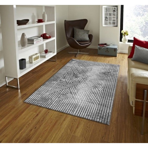 Matta - FISUN - Grå - 160x230 cm - Halkskydd - Maskintvättbar - Modern Grå