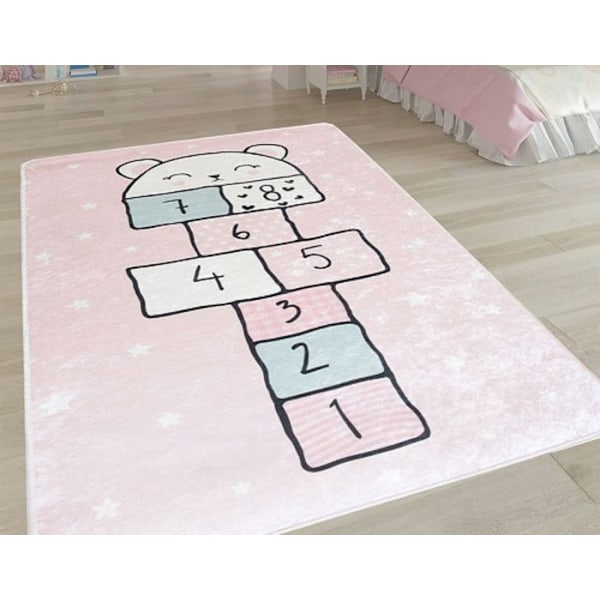 Star Barnmatta - MANI TEXTILE - Mått 120x160 - Rosa - Polyester - Mjuk praxis - Maskintvättbar Rosa