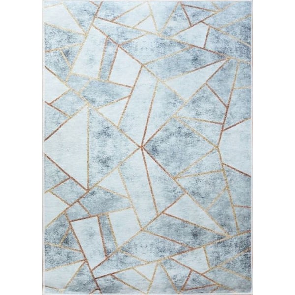 Tæppe - MANI TEXTILE - Grafisk - Lys Grå/Guld - 120x180 cm - Skridsikker og Vaskbar
