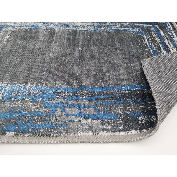 Matta - MANI TEXTILE - RING - Svart/Blå - 160x230 - Rektangulär - Syntetisk Svart blå