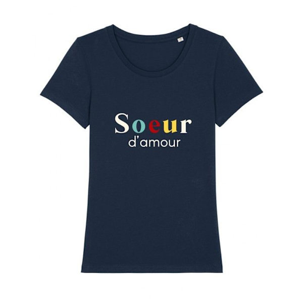 Vi er familie - TSHIRT KVINDE SØSTER AF KÆRLIGHED BLÅ M Blå M