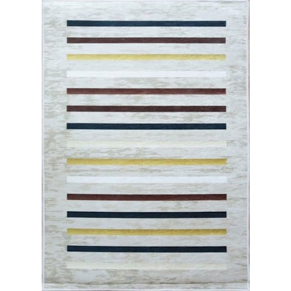 Stue tæppe - Stribet tæppe - Beige - 120x180 cm - Skridsikker - Maskinvaskbart Beige
