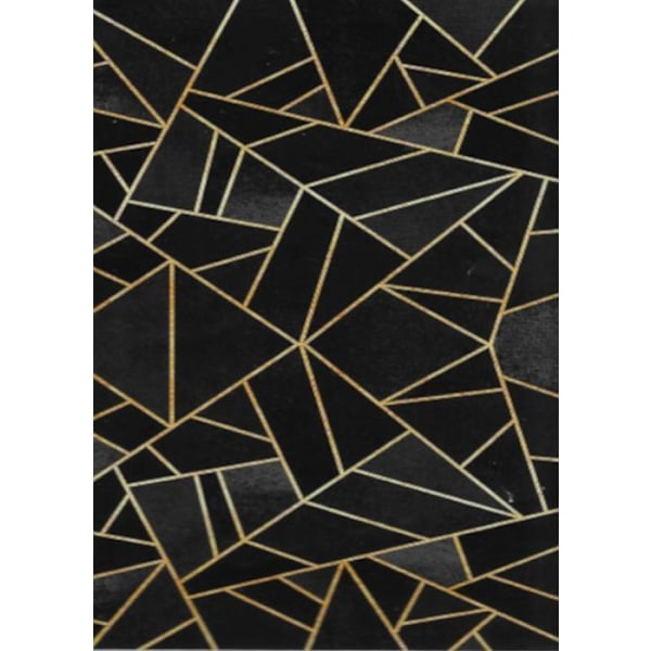 Matto - Moderni - Musta / Kullankeltainen - 50x80cm - Liukumaton - Konepestävä gyllene svart