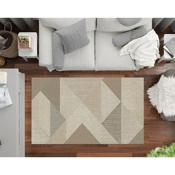 Tee - MIRAN - Beige - 120x180 cm - Antisklid - Maskintvättbar - Geometrisk