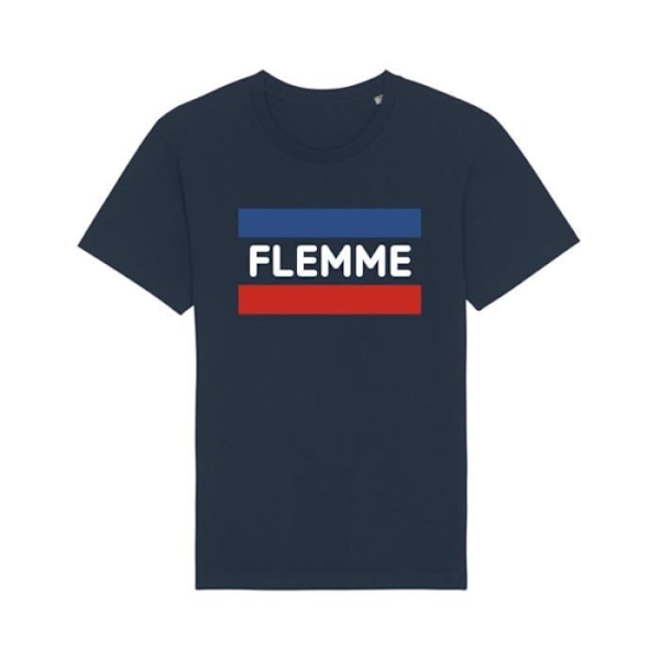 T-shirt - Enkr - FLEMME NAVY - 100% ekologisk bomull - Tryckt i Frankrike - Bekväm marinblå M
