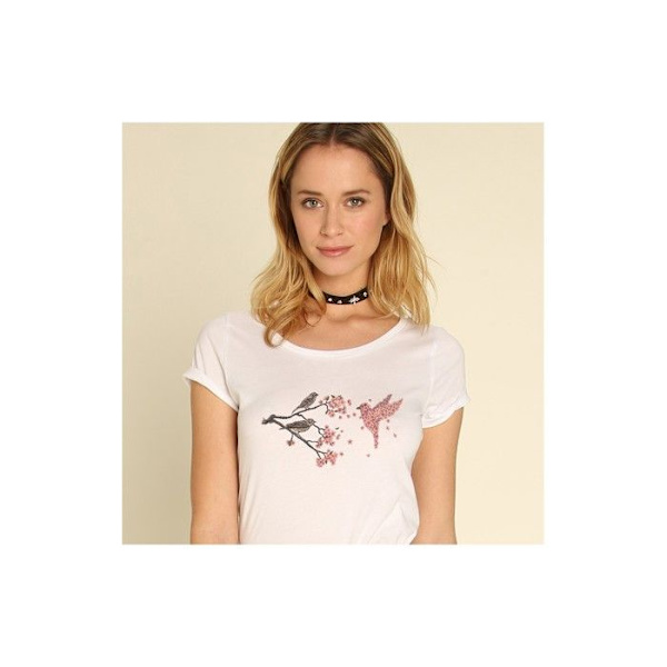 Wooop - TSHIRT KVINNA BLOSSOM BIRD M Vit M