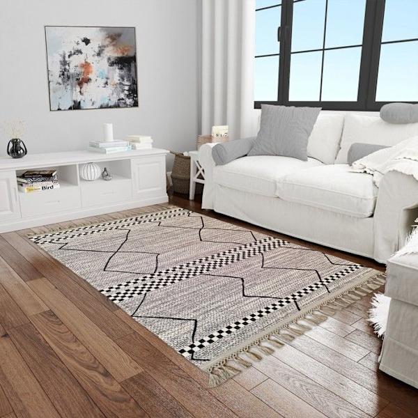 Tapis - ANATOLIAN STAR - BERBERE ASNI - 80x150 cm - Polyester - 6mm tjocklek Grå