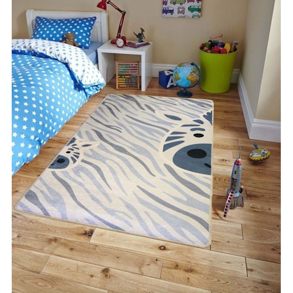 Tapis - ZEBRA - Blå - 80x150 cm - Mjuk vid beröring - Halkskyddande - Maskintvättbar Blå