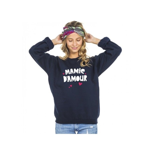 Sweatshirt - Ma Petite Tribu - Mamie d'amour - Blå - Långa ärmar - Rundad hals Blå M