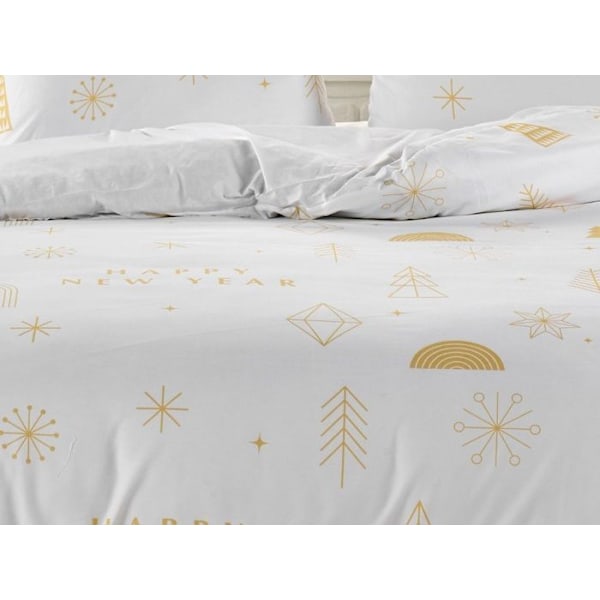 Sengepakke - Nytår - 140x200 - 100% Mikrofiber - 1 eller 2 pudevar - Printet Jul Vit