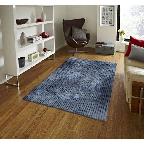 Matta - FISUN - Blå - 200x300 cm - Antislip - Maskintvättbar - Modern Blå