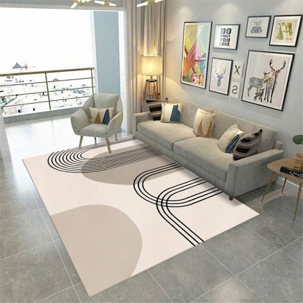Stue tæppe 120x180 cm Polyester Seventies Beige Sjuttiotalet
