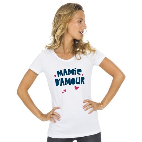T-shirt - VI ÄR FAMILJ - MAMIE D'AMOUR - Vit - 100 % bomull - Korta ärmar - XL