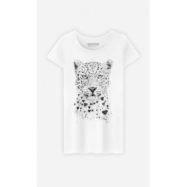 Wooop - TSHIRT DAM LOVELY LEOPARD L Vit jag