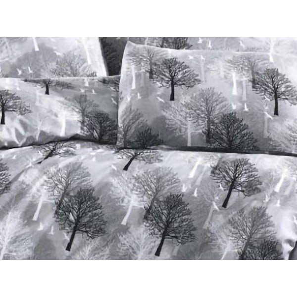 Sängkläder - TREE - Grå - 220x240 cm - 80% Bomull - 2 Örngott Grå