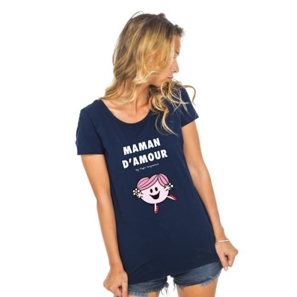 T-shirt - Monsieur Madame - MAMAN D'AMOUR - 100% ekologisk bomull - Tryckt i Frankrike - Kortärmad marinblå XL