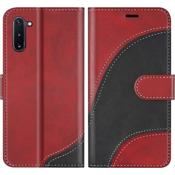 Galaxy S10 Cover - Samsung - Grøn - Pu Læder - Magnetisk Röd