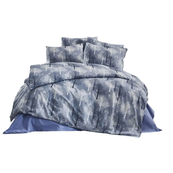 Sengetøjssæt - BLÅ TRÆ - 220x240 cm - 80% Bomuld - 20% Polyester - 2 Puderbetræk Blå