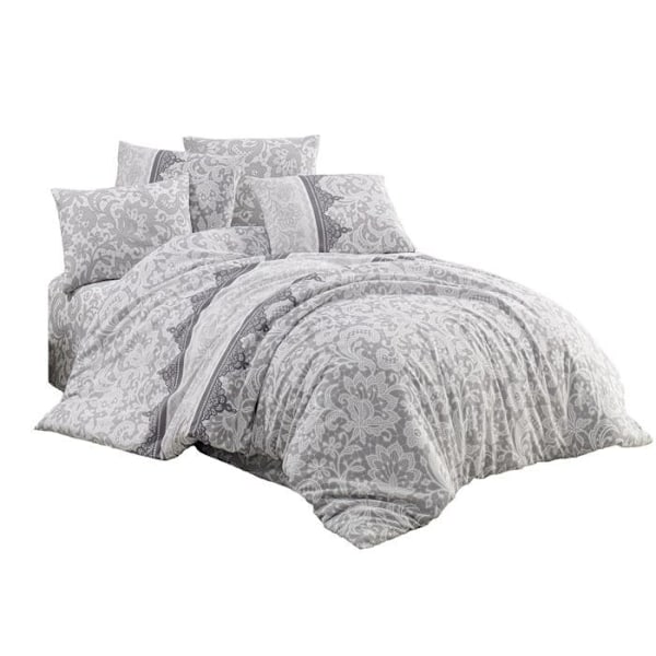 Sängkläder - LANTIS - 220x240cm - 80% Bomull - 20% Polyester - Gråtryck Grå