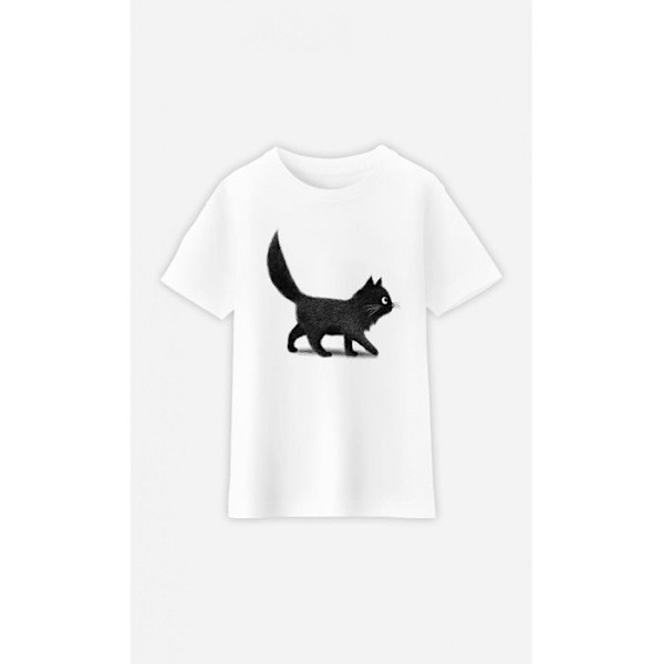 Wooop - T-SHIRT BARN CREPING KATT 6 år Vit 6 år