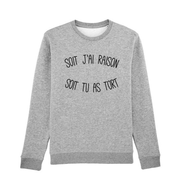 Sweat SOIT J'AI RAISON SOIT TU HAR FEL GRÅMELERAD - Sweat 100% bomull av hög kvalitet. Tryckt tröja i Frankrike Grå XS