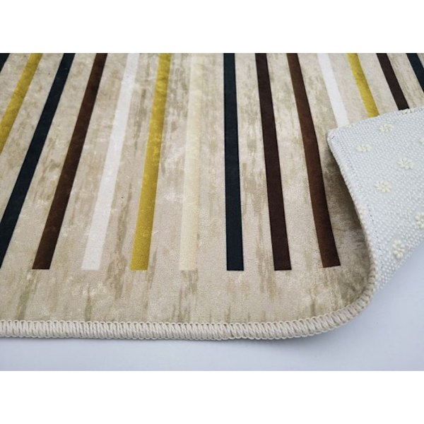 Stue tæppe - Stribet tæppe - Beige - 120x180 cm - Skridsikker - Maskinvaskbart Beige