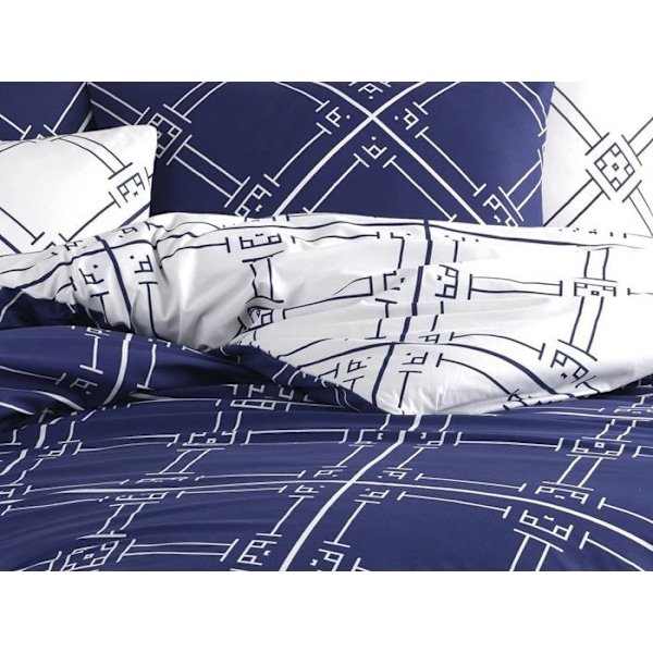 Sängkläder - GEOMETRISK - 220x240 cm - 100% Bomull - Geometriskt Mönster - Maskintvättbar Blå