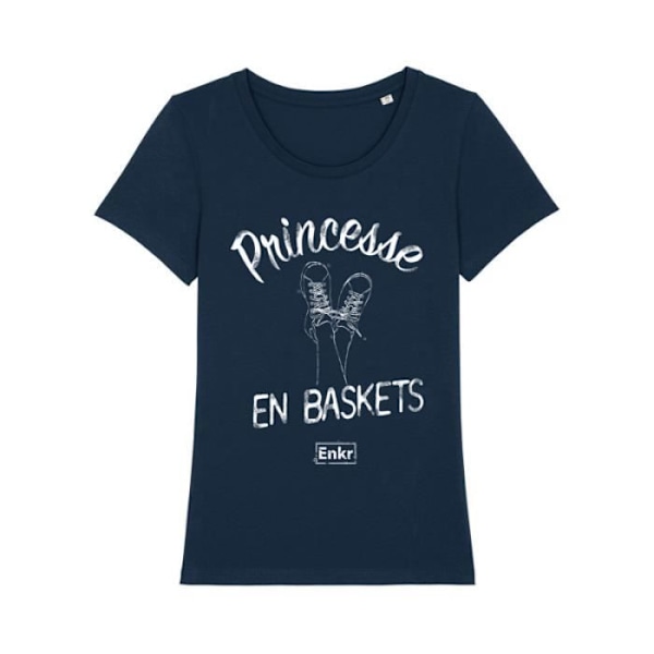 Tshirt - Enkr - PRINSESSE I SNEAKERS - 100% økologisk bomuld - Trykt i Frankrig - Behagelig marinblå M