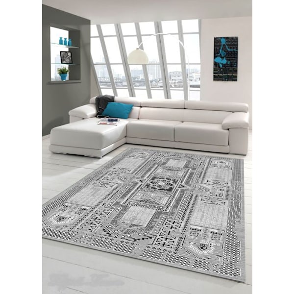 Teppe - EDFOU - 300x400 cm - Grå - Tykkelse 9mm - Bunn i naturlatex Grå