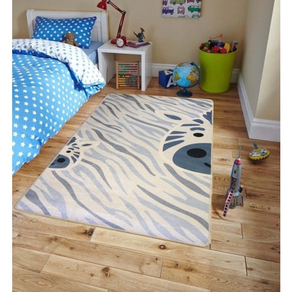 Tapis - ZEBRA - Blå - 80x150 cm - Mjuk vid beröring - Halkskyddande - Maskintvättbar Blå