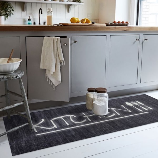 Køkkenmåtte - MANI TEXTILE - Sort - 50x120 cm - Skridsikker - Maskinvaskbar
